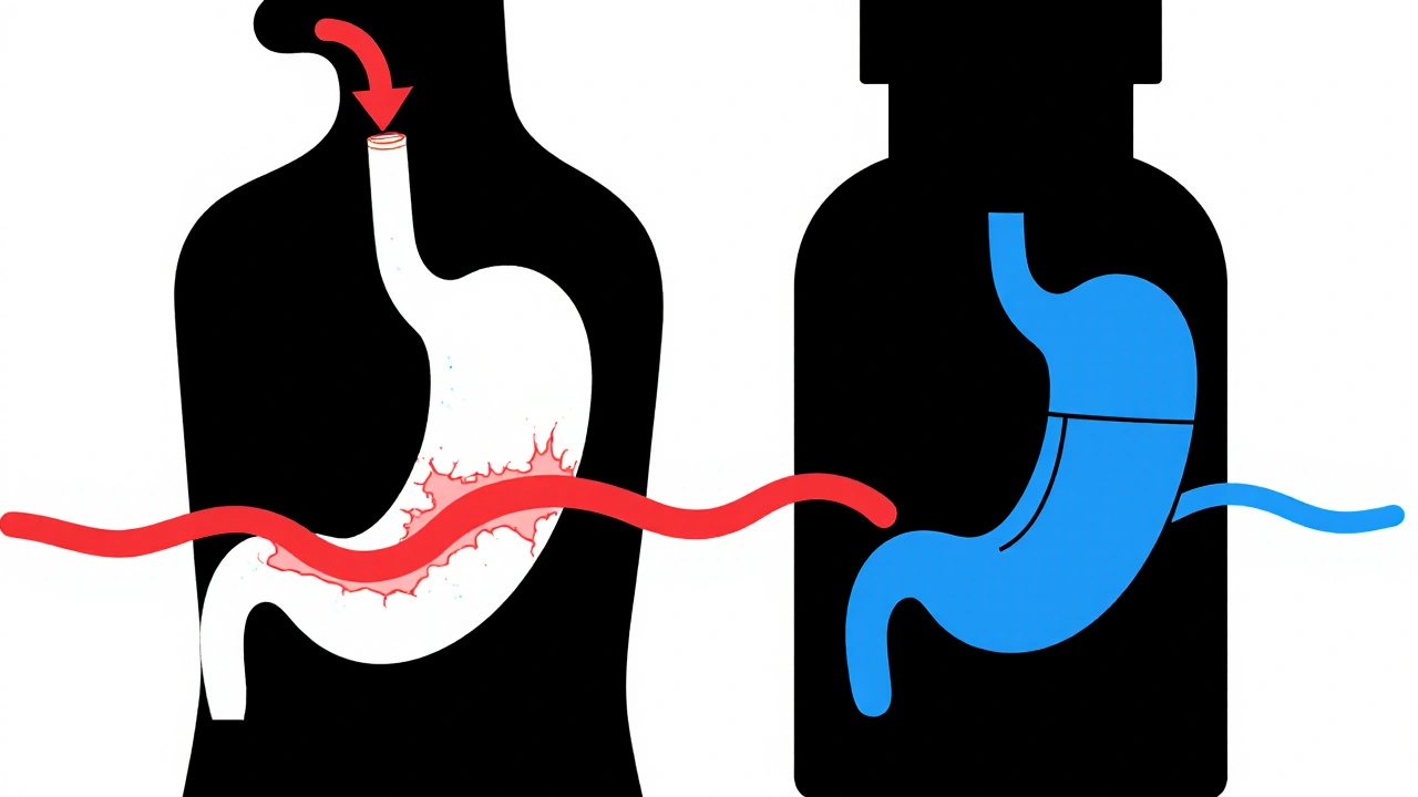 Diagram showing fast‑dissolving softgel vs slower tablet affecting blood flow.