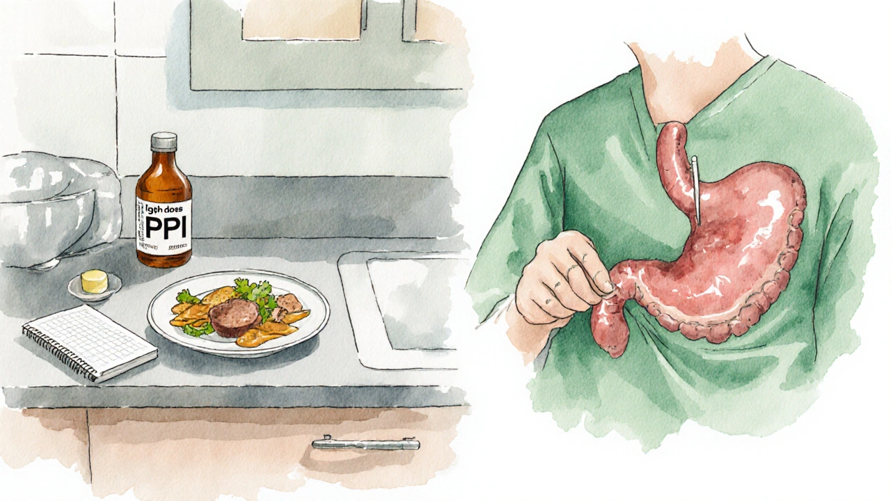 Patient’s medication, diet notes and surgeon removing a gastrinoma illustrated in watercolor.