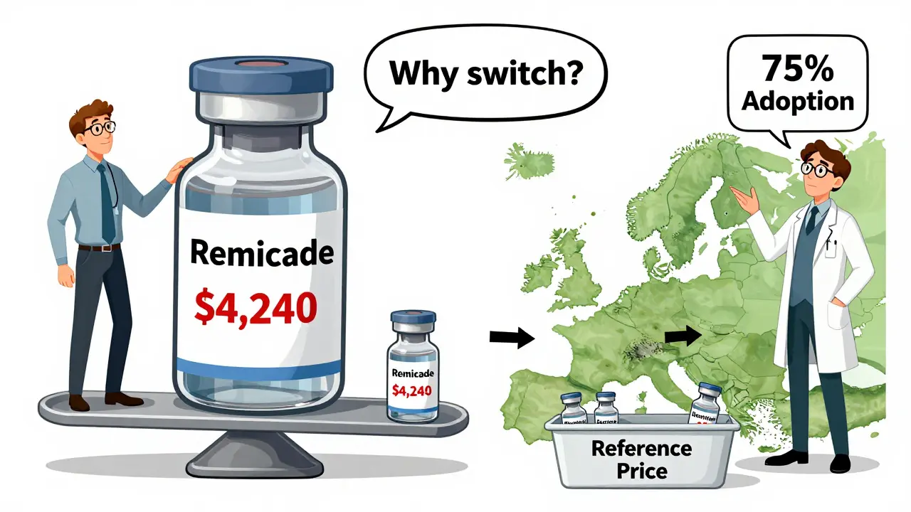 U.S. provider weighed down by expensive biologic vs. Europe’s equal payment system for biosimilars.