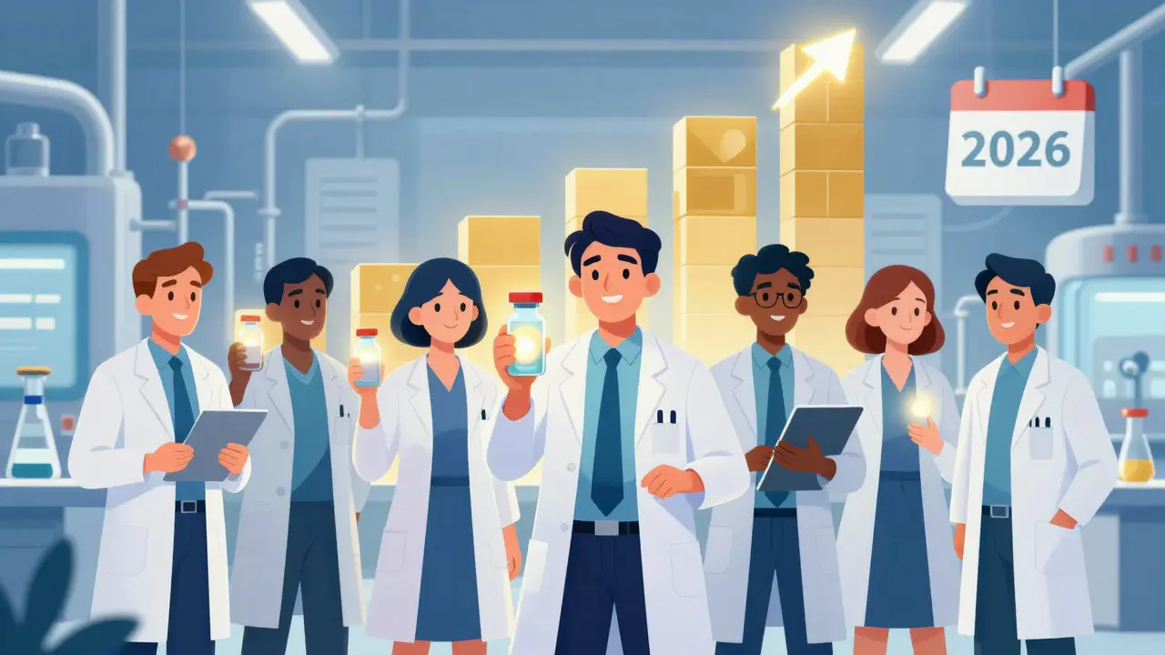 Optimistic illustration of growing US pharmaceutical production facilities