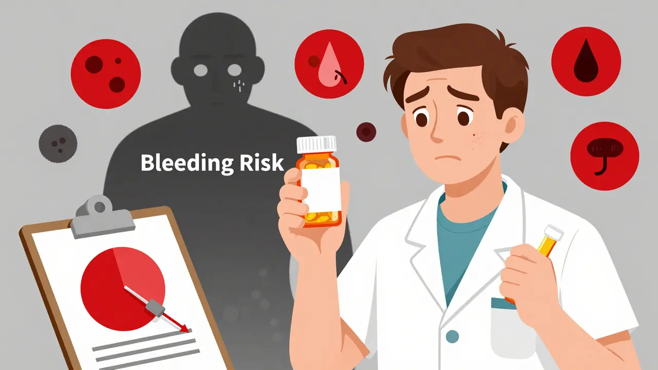 Editorial cartoon showing patient confusion over supplement interaction risks